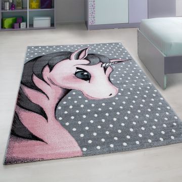 Kids Jednorožec detský koberec nízky vlas obdĺžnik 160x230cm ružová