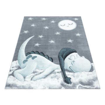 Bambi Spiaci Dinosaurus detský koberec nízky vlas obdĺžnik 160x230cm modrá 