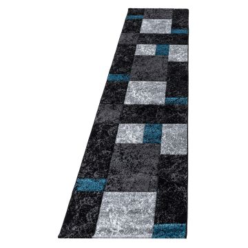 Hawaii Bloky koberec nízky vlas behúň 80x300cm tyrkysová