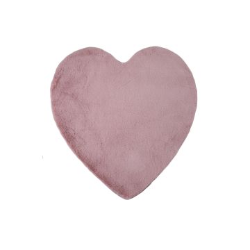 Caty Srdce jednofarebný detský koberec nadýchaný vysoký vlas 90x90cm ružová