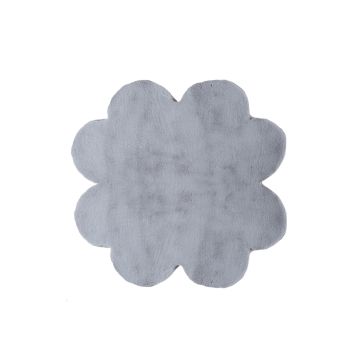 Caty Štvorlístok jednofarebný detský koberec nadýchaný vysoký vlas 90x90cm strieborná