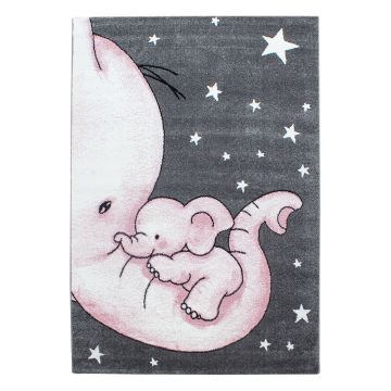 Kids Slon detský koberec nízky vlas obdĺžnik 200x290cm ružová